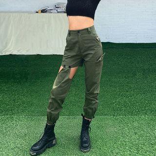 Cutout Cargo Harem Pants