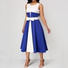 Sleeveless Color-block Peplum Dress