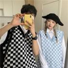 Chessboard Print Vest