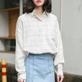 Window Pane Check Shirt Off White - One Size