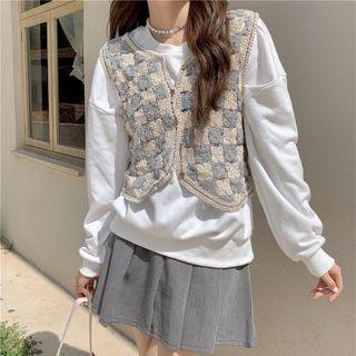 Checker Knit Sweater Vest