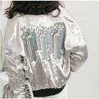 Star Appliqued Zip Bomber Jacket