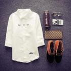 Embroidered 3/4-sleeve Shirt