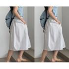 Zip-side Shirred Midi Skirt