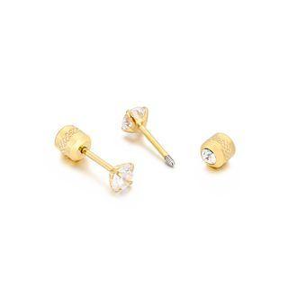 Simple And Exquisite Plated Gold Geometric Cubic Zirconia 316l Stainless Steel Stud Earrings Golden - One Size