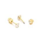 Simple And Exquisite Plated Gold Geometric Cubic Zirconia 316l Stainless Steel Stud Earrings Golden - One Size