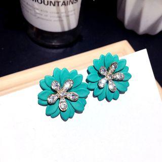 Flower Stud Earring 1 Pair - Emerald - One Size