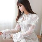 Lace Blouse With Camisole - White - One Size