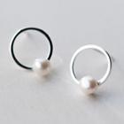 925 Sterling Silver Freshwater Pearl Circle Stud Earrings