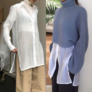 Side Slit Sheer Shirt