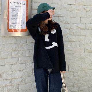 Crewneck Printed Sweater Black - One Size