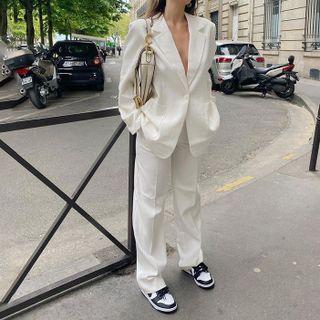 Long-sleeve Blazer / Straight Leg Dress Pants