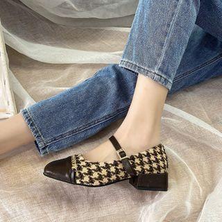 Block Heel Houndstooth Mary Jane Pumps