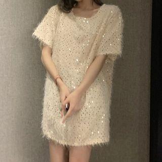 Elbow-sleeve Fringe T-shirt
