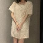 Elbow-sleeve Fringe T-shirt