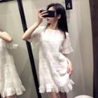 Ruffle Short-sleeve A-line Chiffon Dress