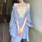 Tube Top / Open-front Jacket / Midi Skirt