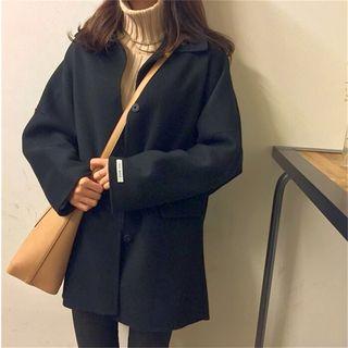 Applique Long Woolen Coat