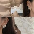 Bow & Flower Faux Pearl Asymmetrical Earring 1 Pair - Asymmetric - One Size