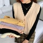 Long-sleeve Top / Button Knit Vest