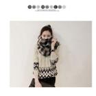 Argyle Print Cable Knit Sweater