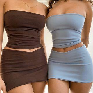 Set: Plain Tube Top + Skirt