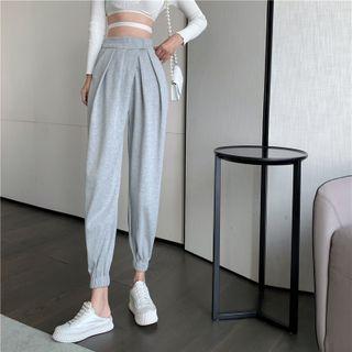 Adhesive Tabs-waist Pleated Harem Pants