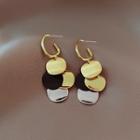 Disc Alloy Fringed Earring 1 Pair - Black & Gold & Silver - One Size