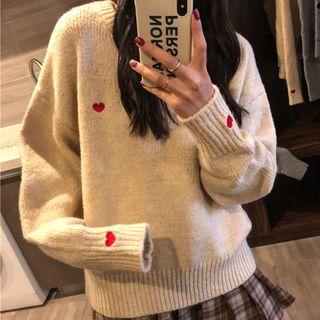 Couple Matching Embroidered Heart Sweater