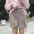 Asymmetric Gingham Mini Skirt