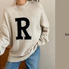 R Letter Woolen Sweater