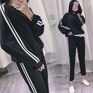 Contrast Trim Hoodie / Sweatpants / Under Shorts / Set