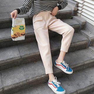 Cropped Straight-fit Pocket-patch Pants