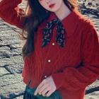 Floral Tie Cable Knit Cardigan
