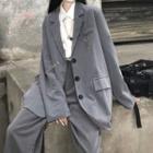 Plain Blazer / Wide-leg Pants / Chained Pin