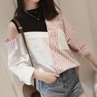 Cut-out Mock Two-piece Blouse