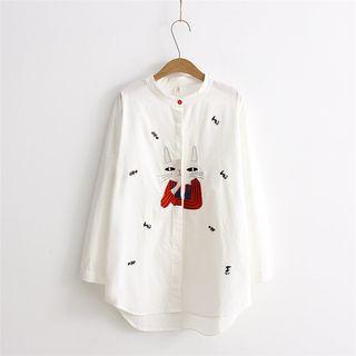 Long-sleeve Stand Collar Embroidery Blouse