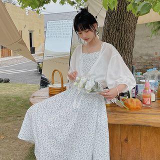 Set : Floral Suspender Skirt + Shawl
