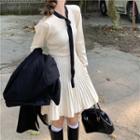 Ribbon Knit Mini A-line Dress