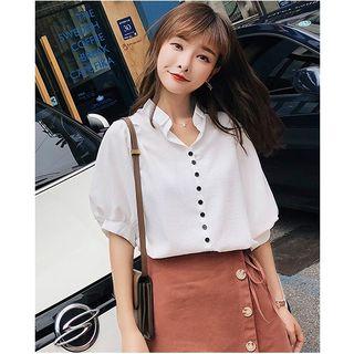 Balloon Elbow-sleeve Shirt
