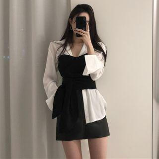 Plain Shirt / Strapless Cropped Top Shirt & Top - One Size