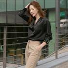 V-neck Metal-trim Blouse
