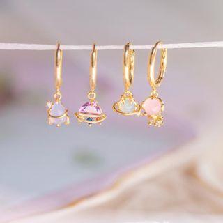 Alien / Ufo / Rocket / Astronaut Gemstone Alloy Dangle Earring (various Designs)