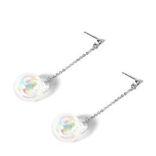 925 Sterling Silver Glass Water Ball Dangle Earring As Shown In Figure - One Size