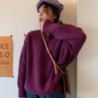 Mock Two-piece Sweater Purple - One Size
