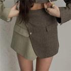 Two-tone Panel Mini A-line Skirt