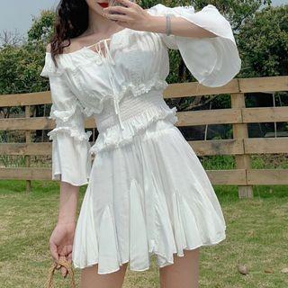 3/4-sleeve Top / A-line Mini Skirt