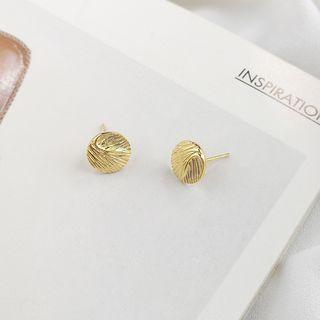 925 Sterling Silver Textured Disc Earring As Shown In Figure - One Size