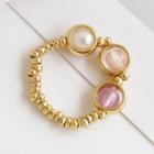 Faux Pearl & Bead Ring 1 Pc - As Shown In Figure - One Size