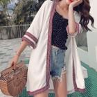 Contrast Trim Light Jacket White - One Size